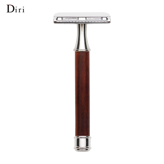 Red Wood Handle Edge Safety Razor For Men Skin Care