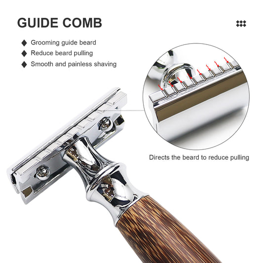Eco-Friendly Twin Blade Wood Handle  Delicate Home Shaving Safety Razor