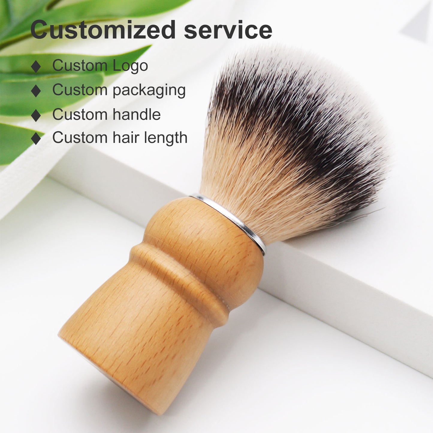 Synthetic Hair Shaving Brush for Men with Black Solid Wood Handle