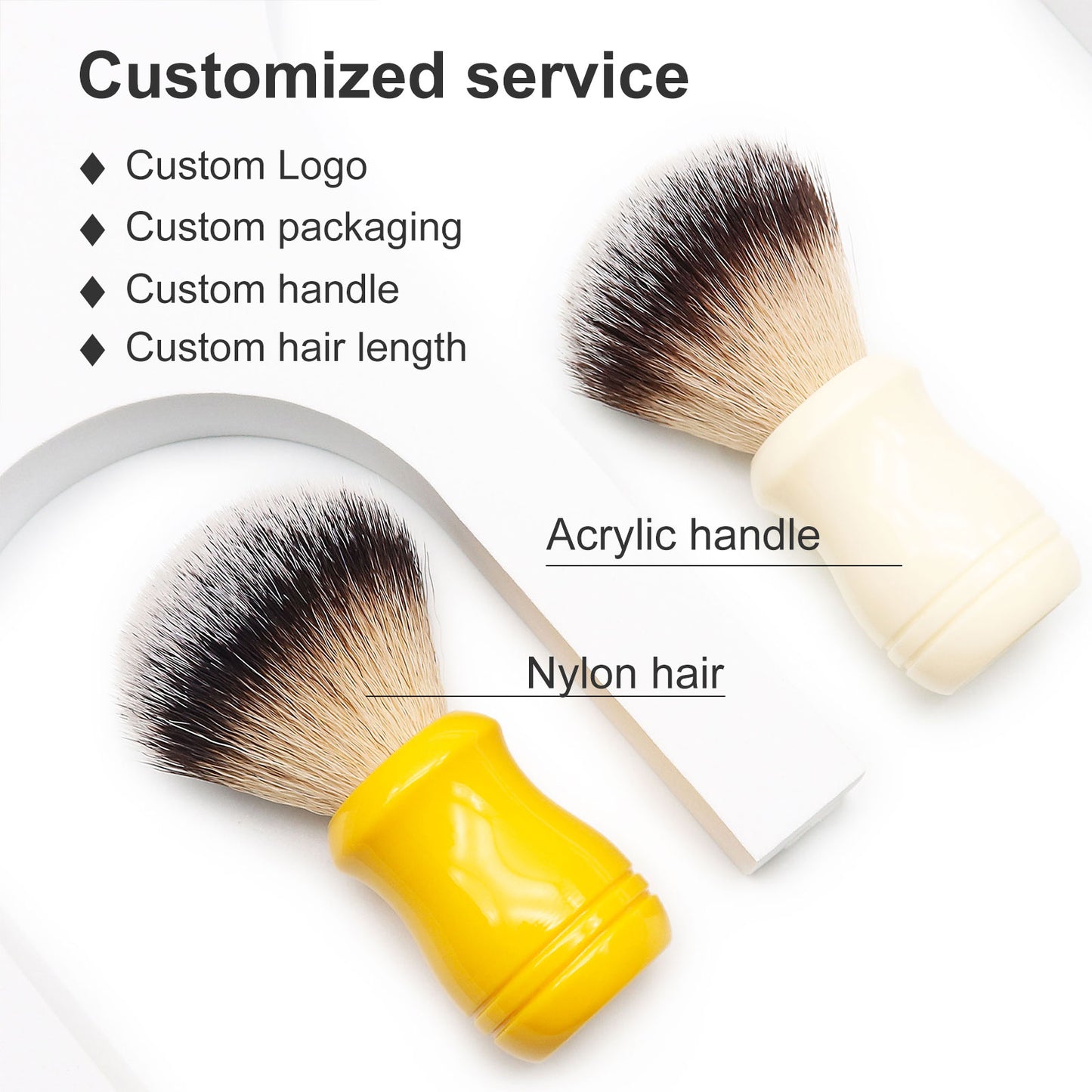 Pro Men Nylon Hair Shaving Beard Brush With Yellow Acrylic handle