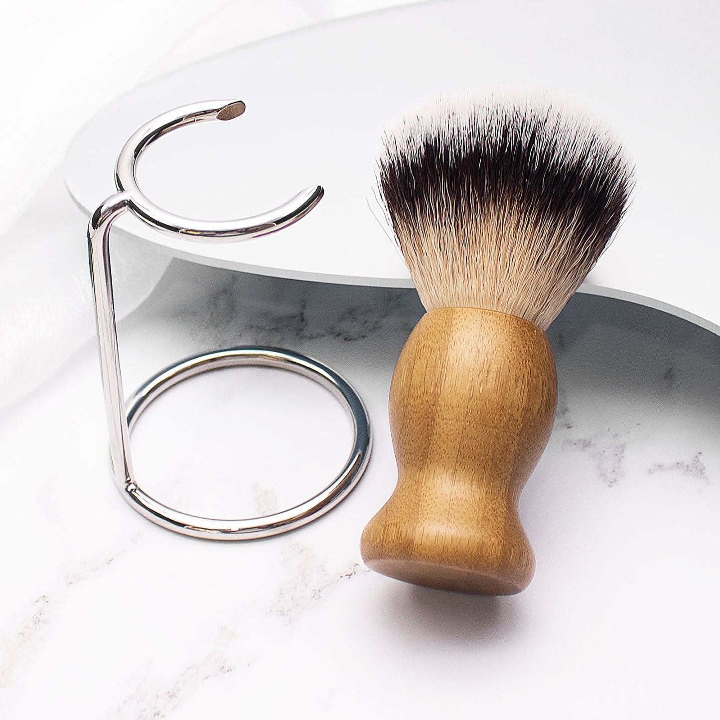 Wet Shave Men's Matte Chrome Metal Shaving Brush Holder Stand