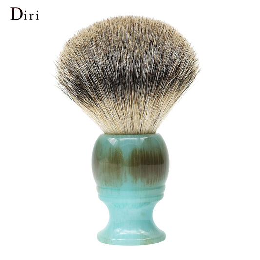 New Green Resin Handle 100% Silvertip Badger Facial Hair Brush Super Mustache Shave Brush Men's Shaving Brushes