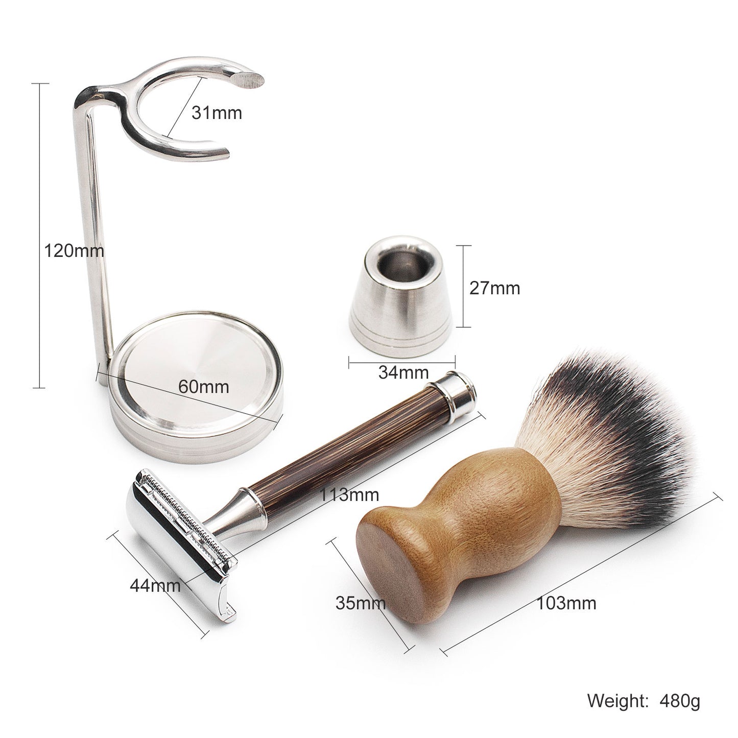 Wet Shave Men's Shaving Brush & Razor Holder Stand Economical Shaving Kit