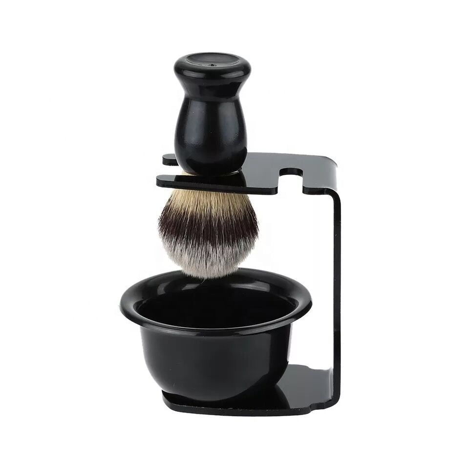 3 in1 Shaving Brush Set With Razor&Brush Stand Holder and Soap Bowl Mug