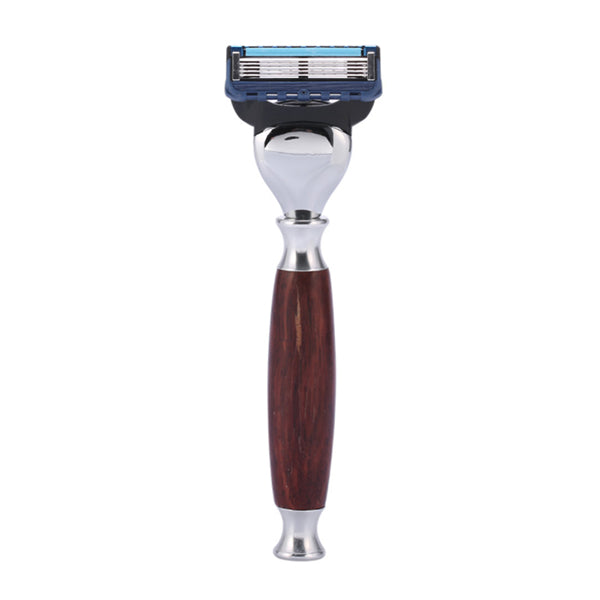 Rosewood Handle Super Badger Hair Shaving Brush Set with Safety Razor and Brush Stand