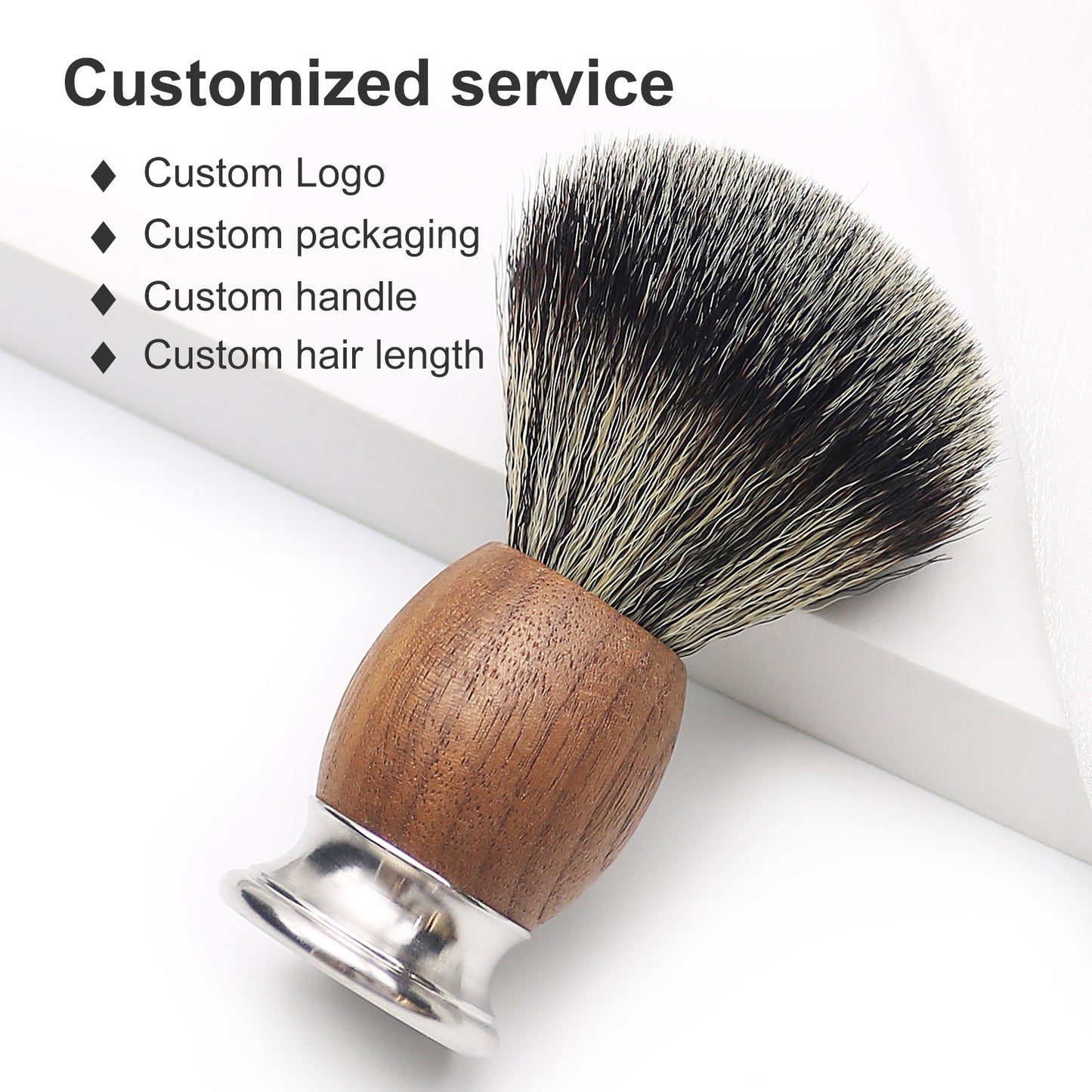 High-Grade Walnut Handle with Chrome Base Long Loft Dense Synthetic Bristle Shaving Brush