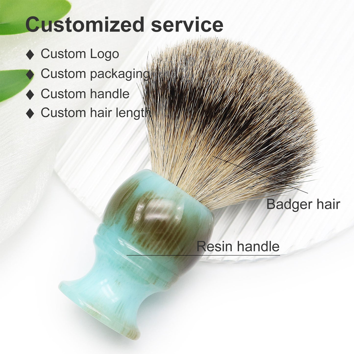 New Green Resin Handle 100% Silvertip Badger Facial Hair Brush Super Mustache Shave Brush Men's Shaving Brushes