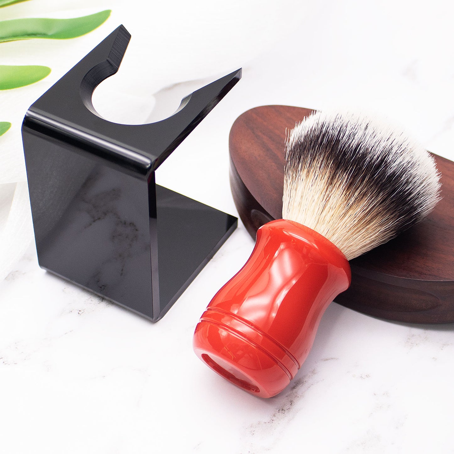 High Quality Synthetic Shaving Brush  Black Acrylic Shaving Holder Kit