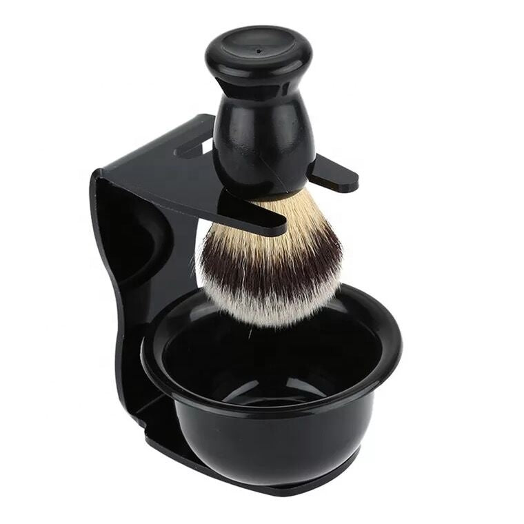 3 in1 Shaving Brush Set With Razor&Brush Stand Holder and Soap Bowl Mug