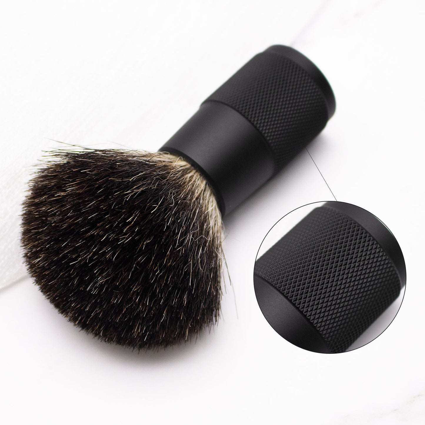 100% Pure Badger Aluminum Handle Natural Foam Shaving Brush