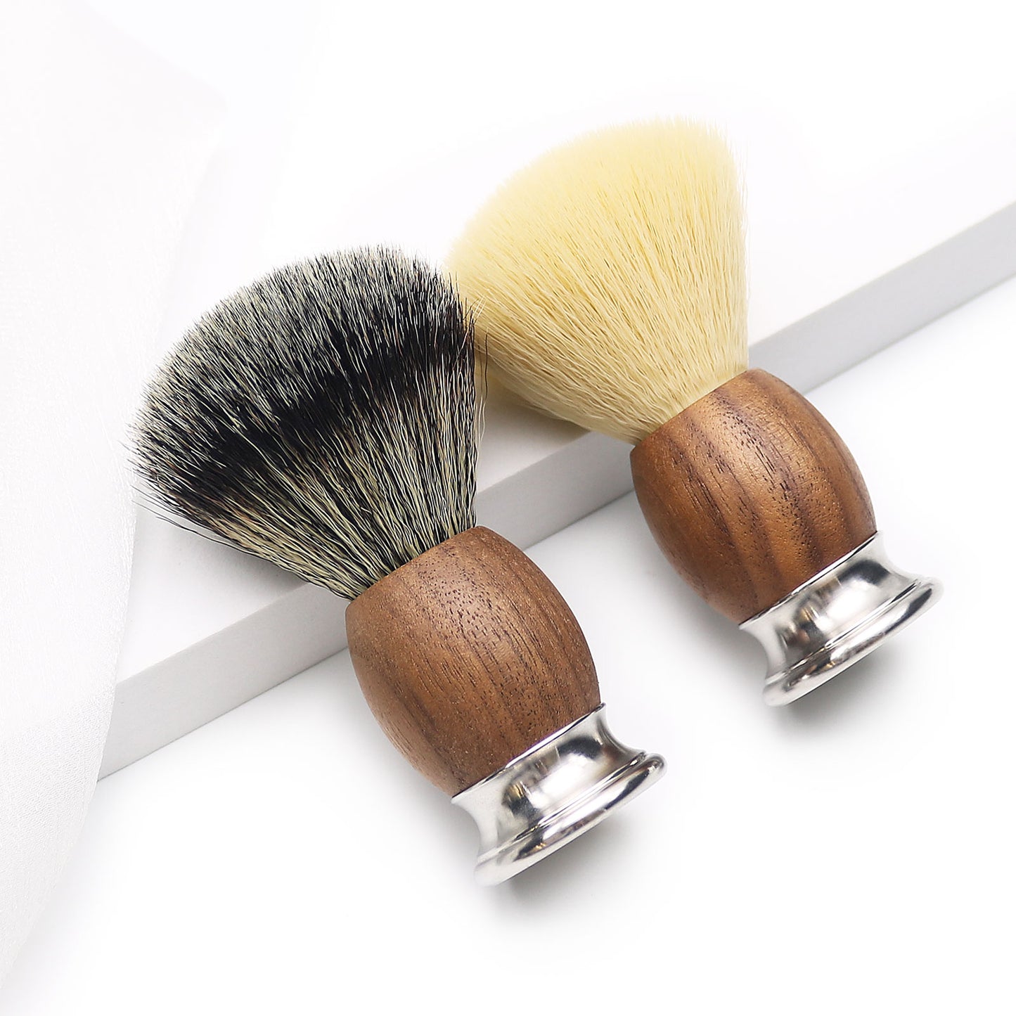 High-Grade Walnut Handle with Chrome Base Long Loft Dense Synthetic Bristle Shaving Brush