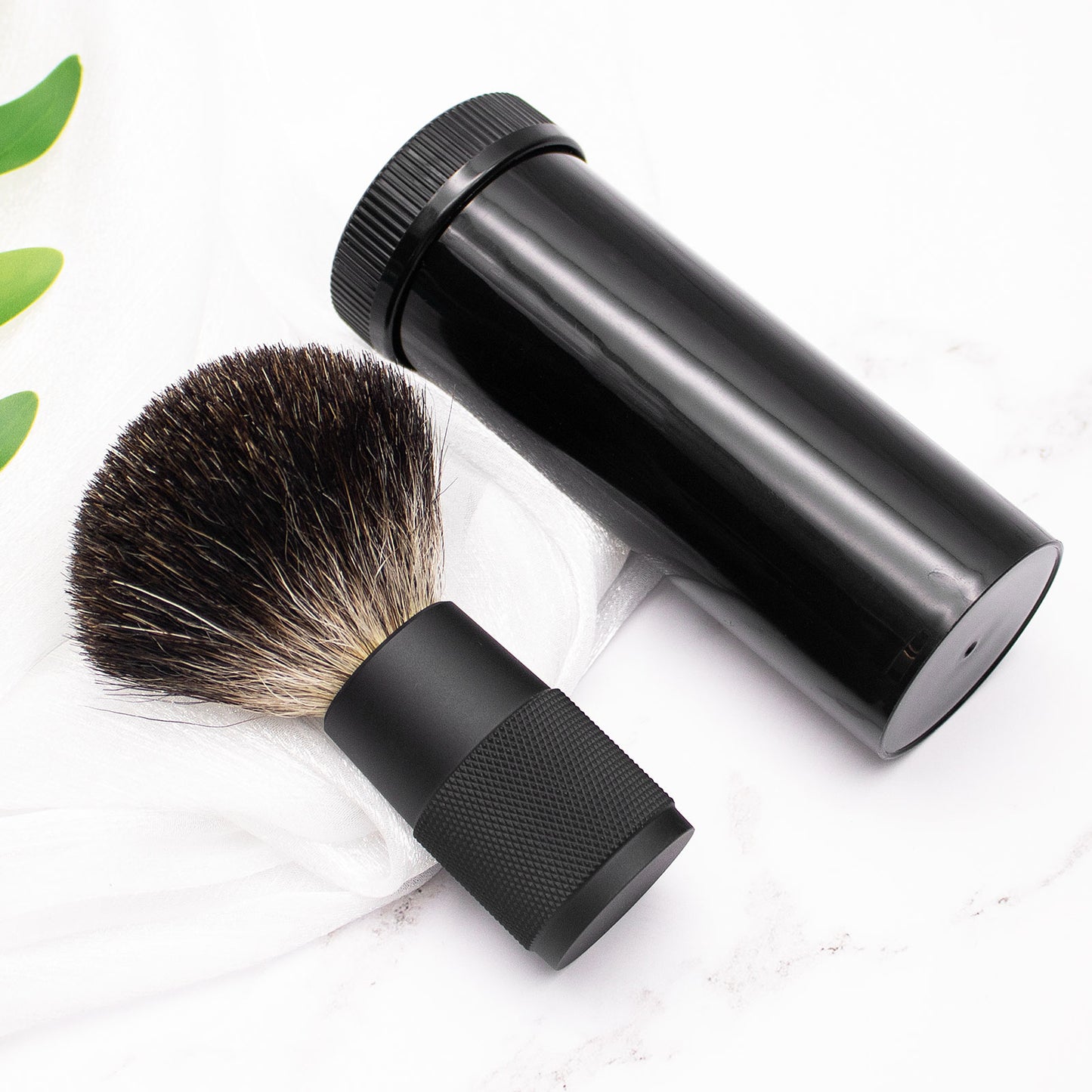 100% Pure Badger Aluminum Handle Natural Foam Shaving Brush