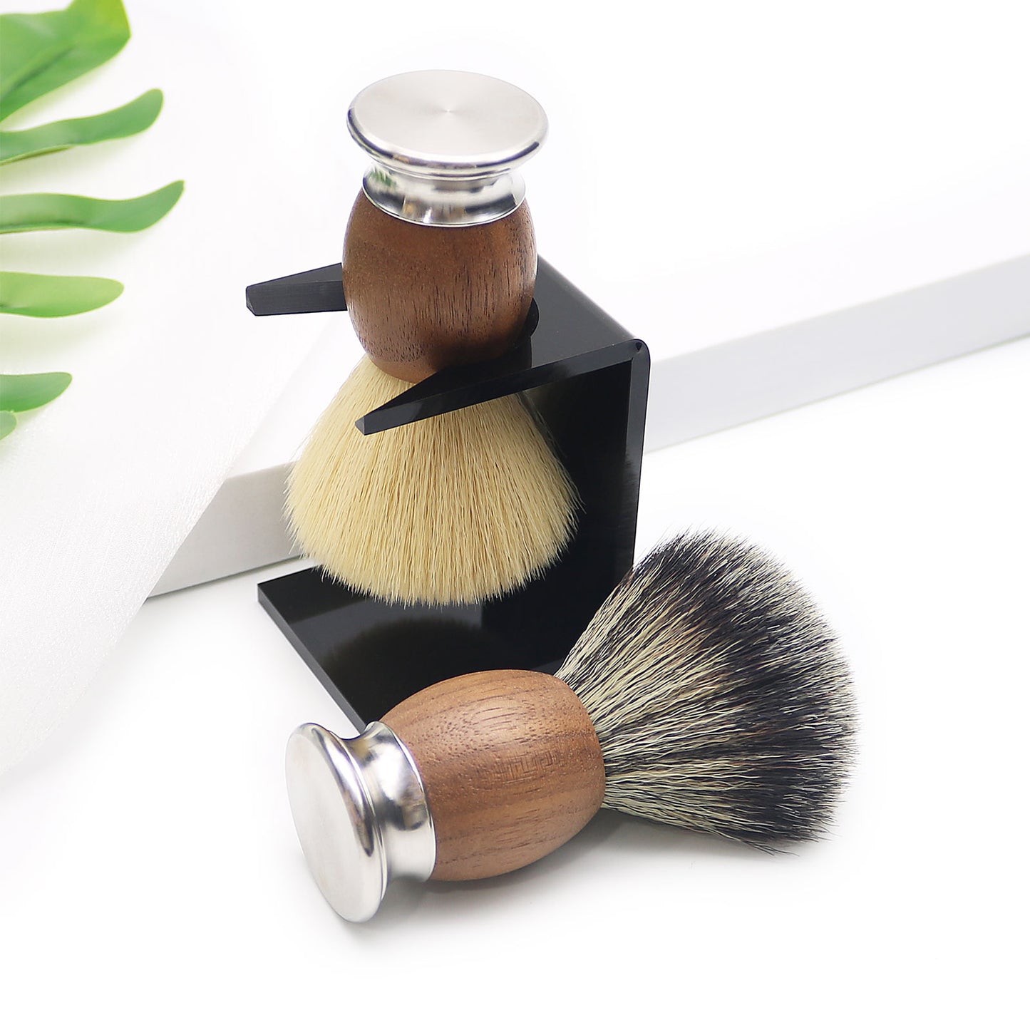 High-Grade Walnut Handle with Chrome Base Long Loft Dense Synthetic Bristle Shaving Brush