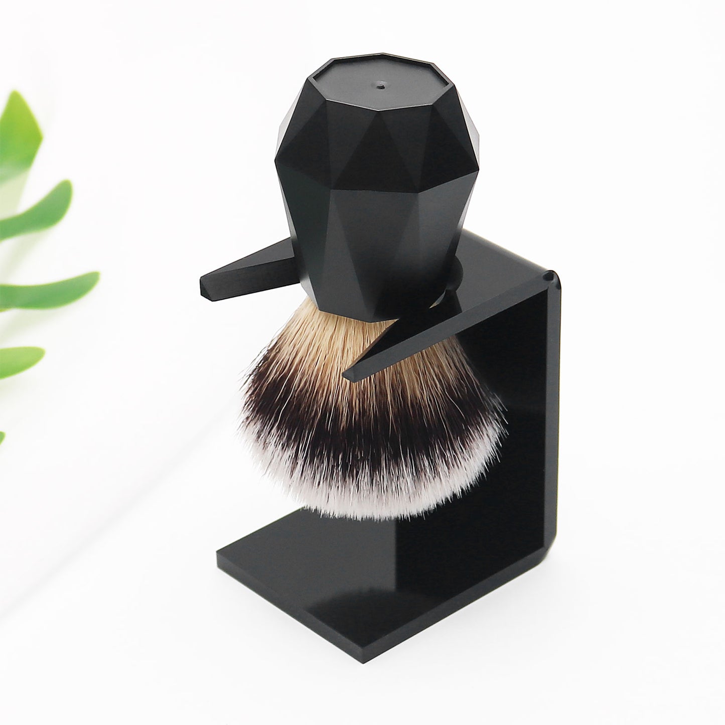 Professional Eco-Friendly Synthetic Shaving Brush With Diamond Shape Acrylic Handle