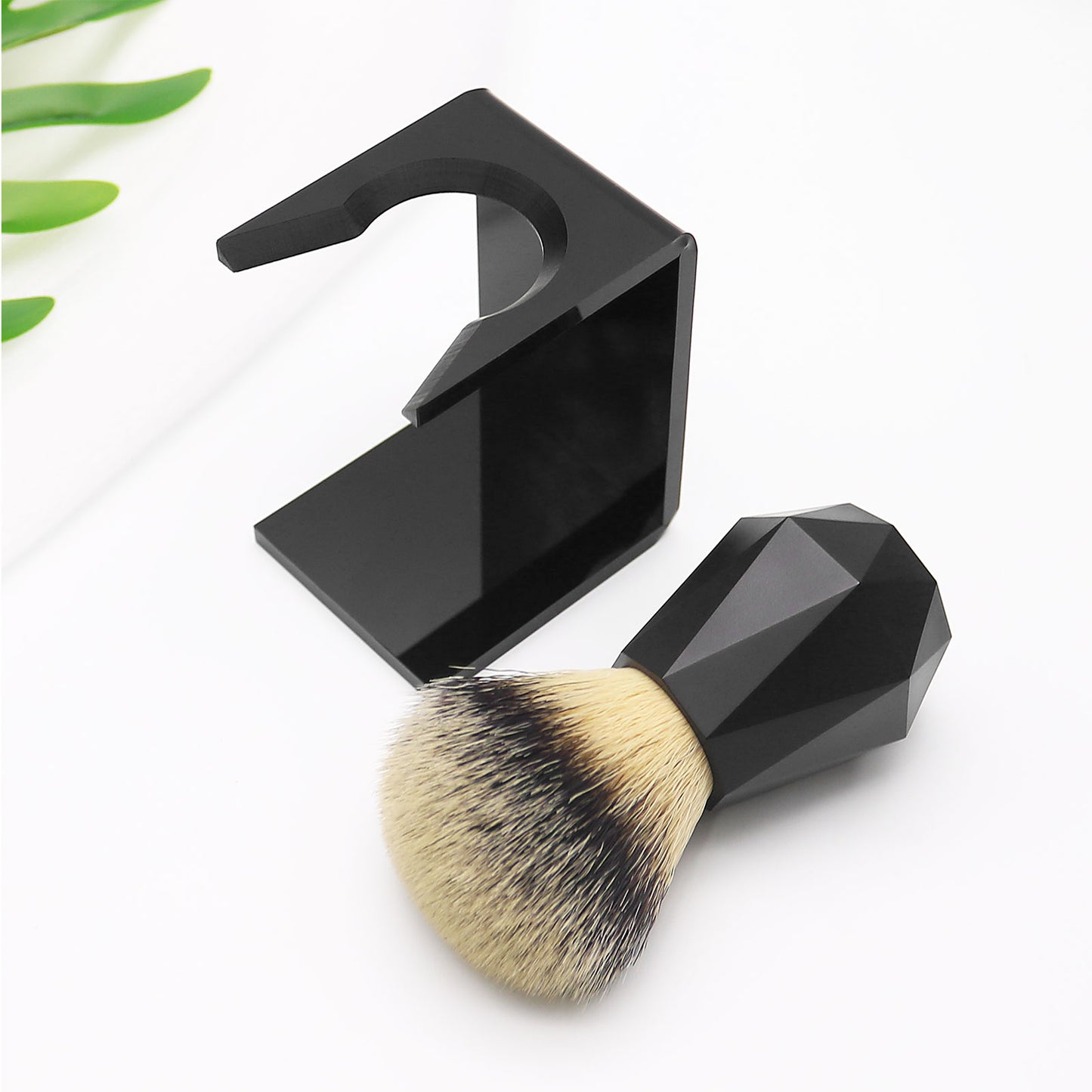 Professional Eco-Friendly Synthetic Shaving Brush With Diamond Shape Acrylic Handle