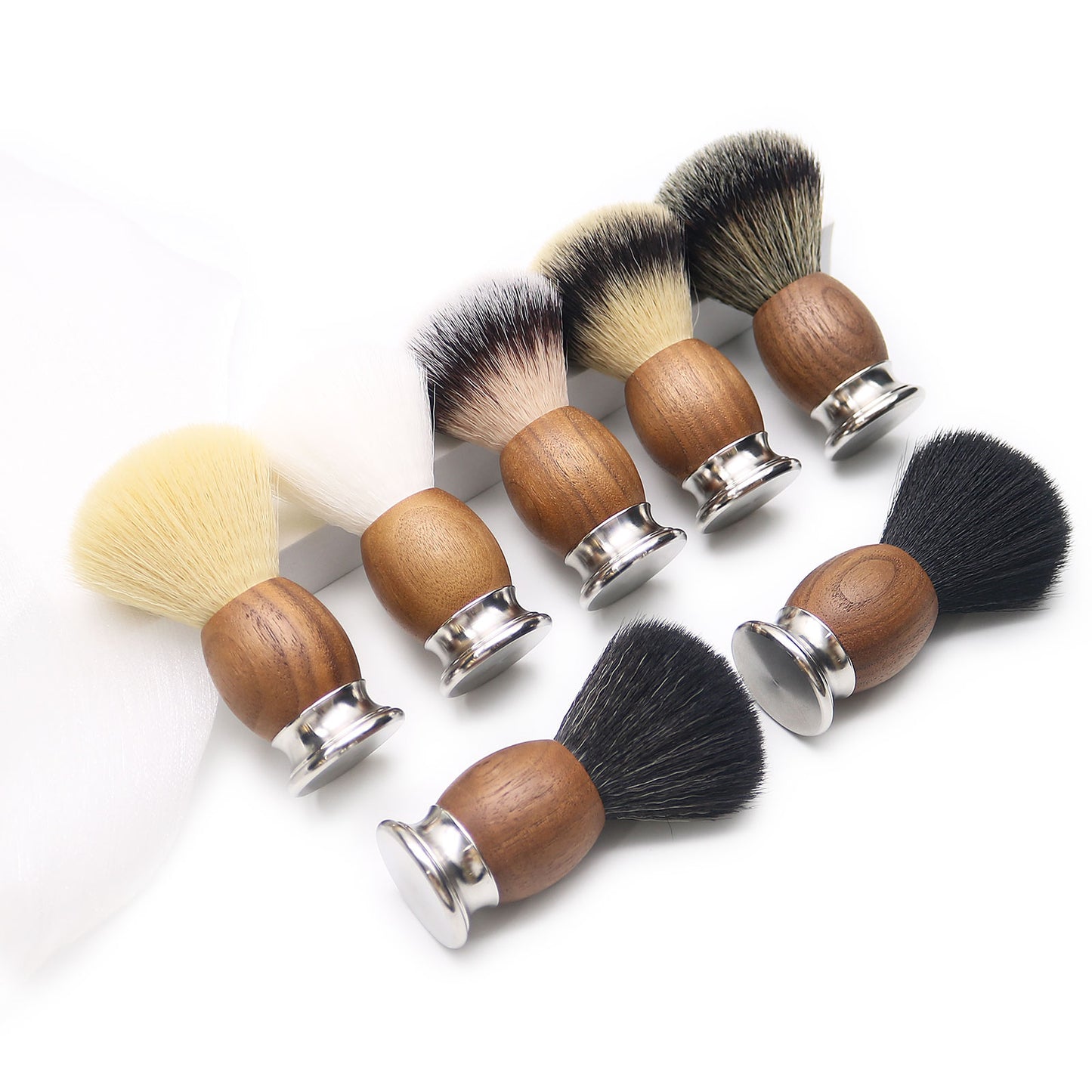 High-Grade Walnut Handle with Chrome Base Long Loft Dense Synthetic Bristle Shaving Brush